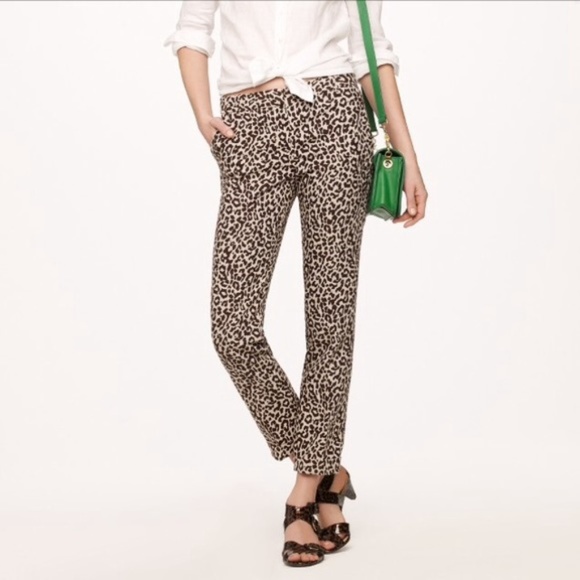 J. Crew Pants - J.CREW 100% Linen Cheetah Capri Cuffed Ankle Pants